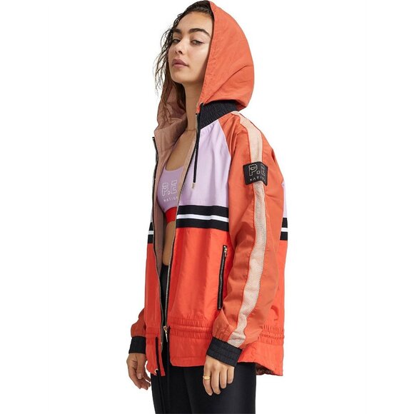 P.E. Nation Women's Colorblock Man Down Windbreaker Jacket Hood Size 2XS 3224 - Picture 4 of 16